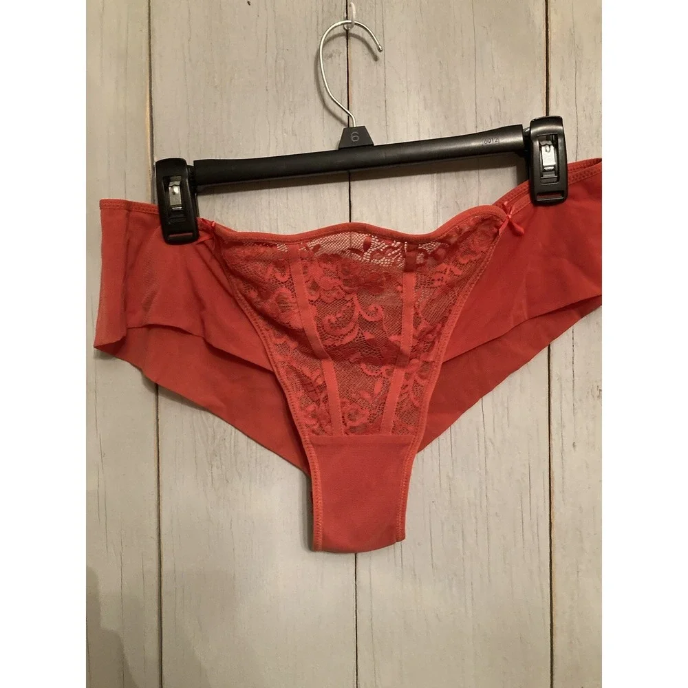 New Adore Me Dusana Push Up Sexy‎ Lace Underwire Bra 36DD Panty XL Set RedOrange